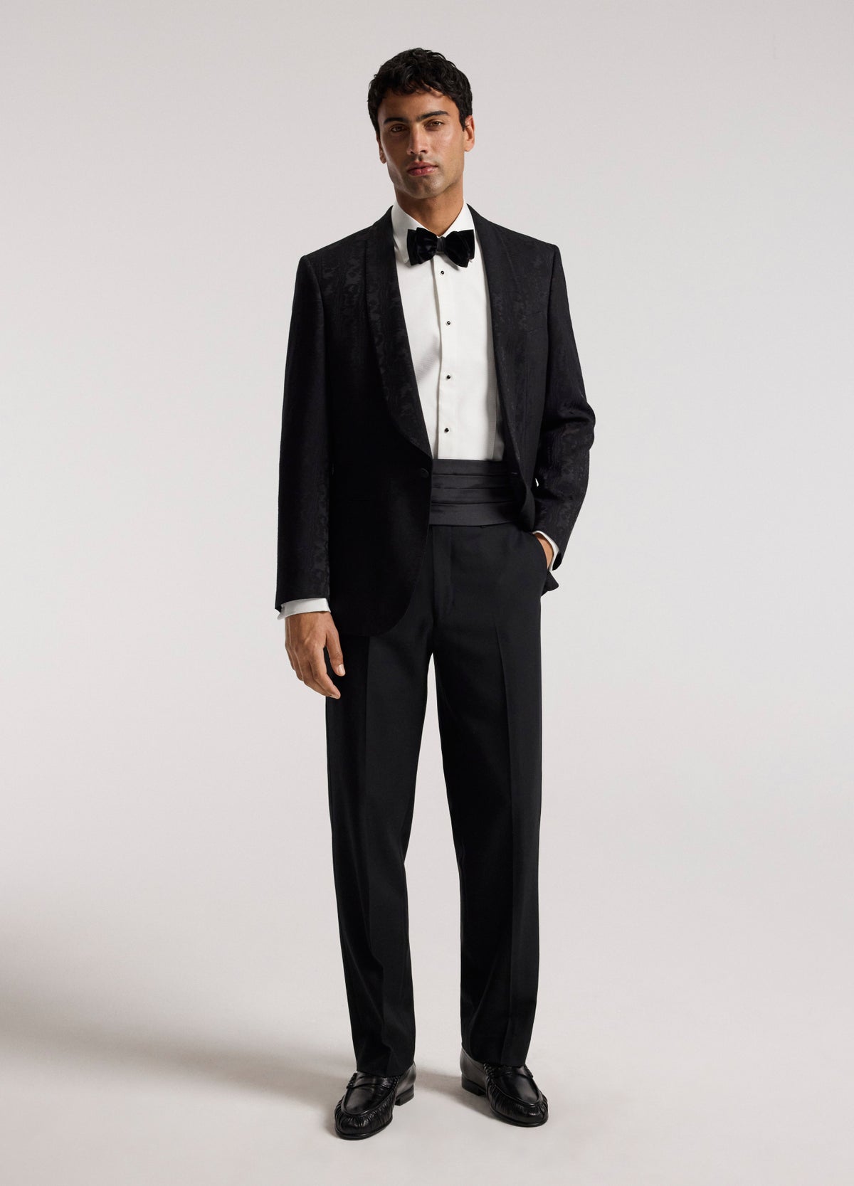 Jacquard Shawl Collar Tuxedo Jacket Black