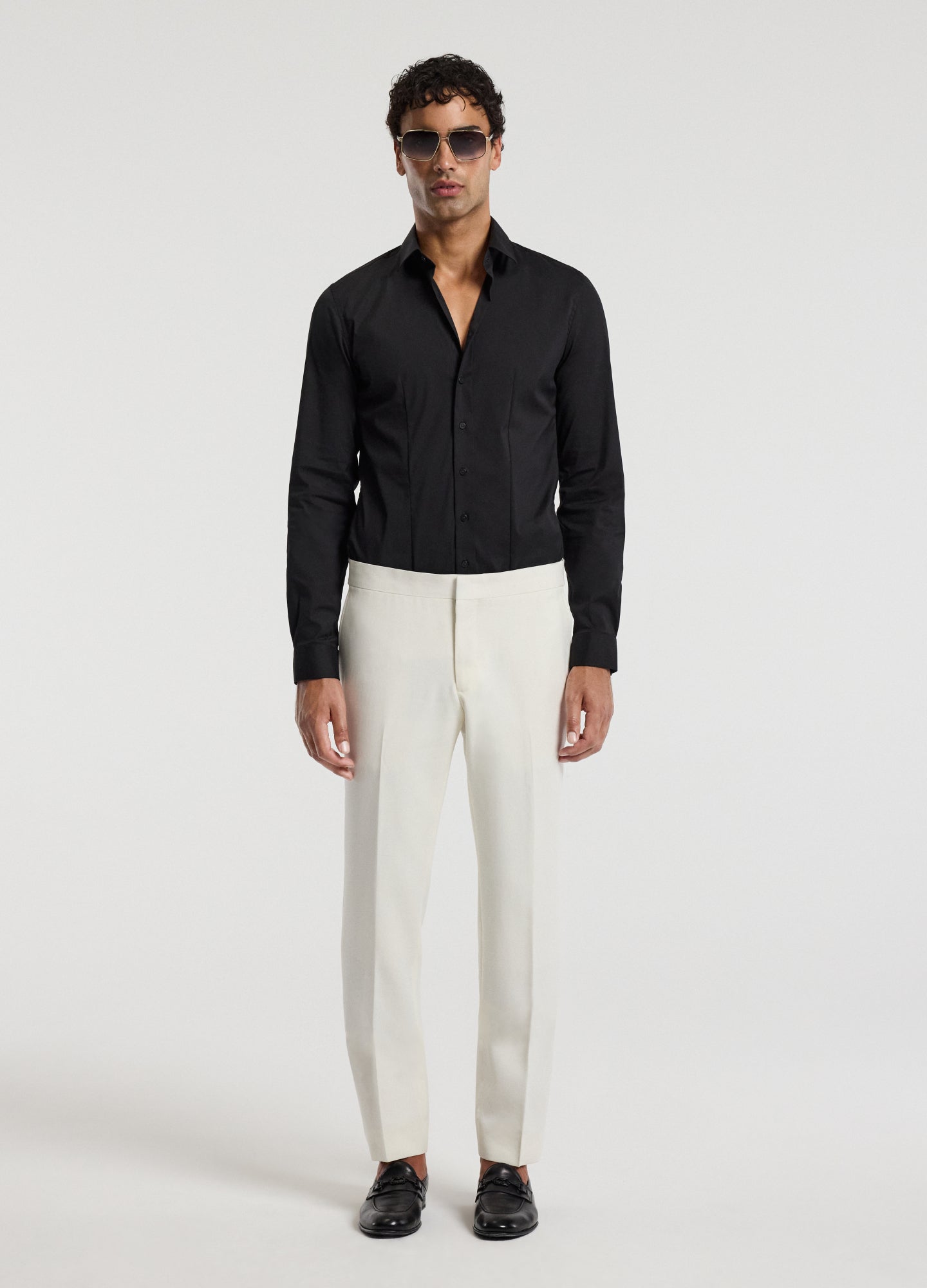 Stretch Cotton Poplin Shirt Black