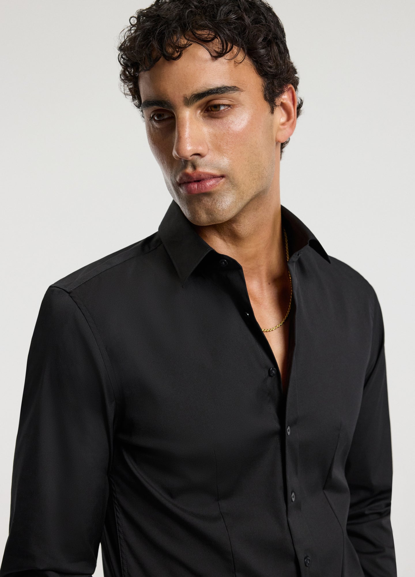 Stretch Cotton Poplin Shirt Black