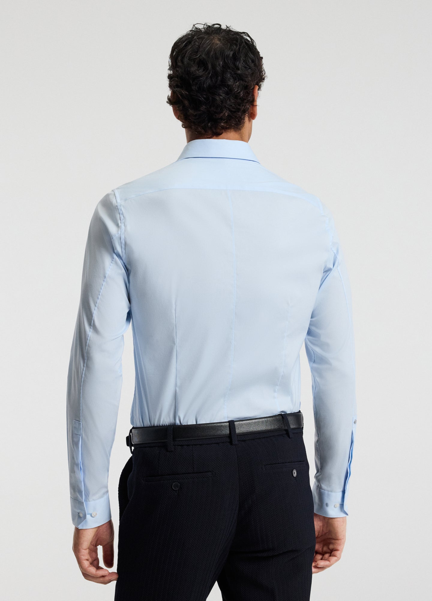 Stretch Cotton Poplin Shirt Light Blue