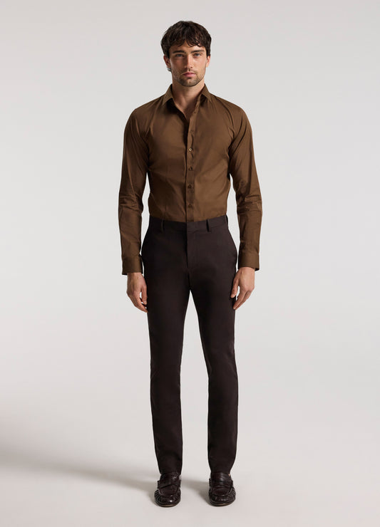 Stretch Cotton Poplin Shirt Chestnut