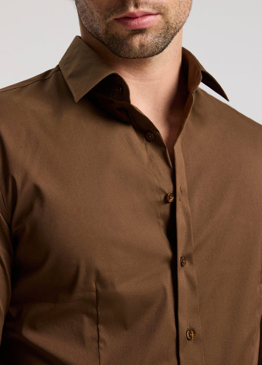 Stretch Cotton Poplin Shirt Chestnut