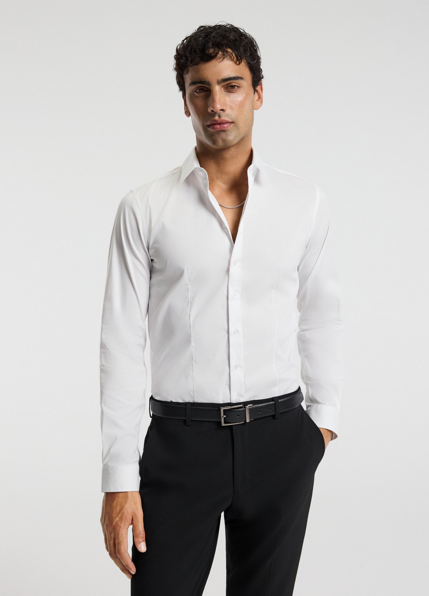Stretch Cotton Poplin Shirt White