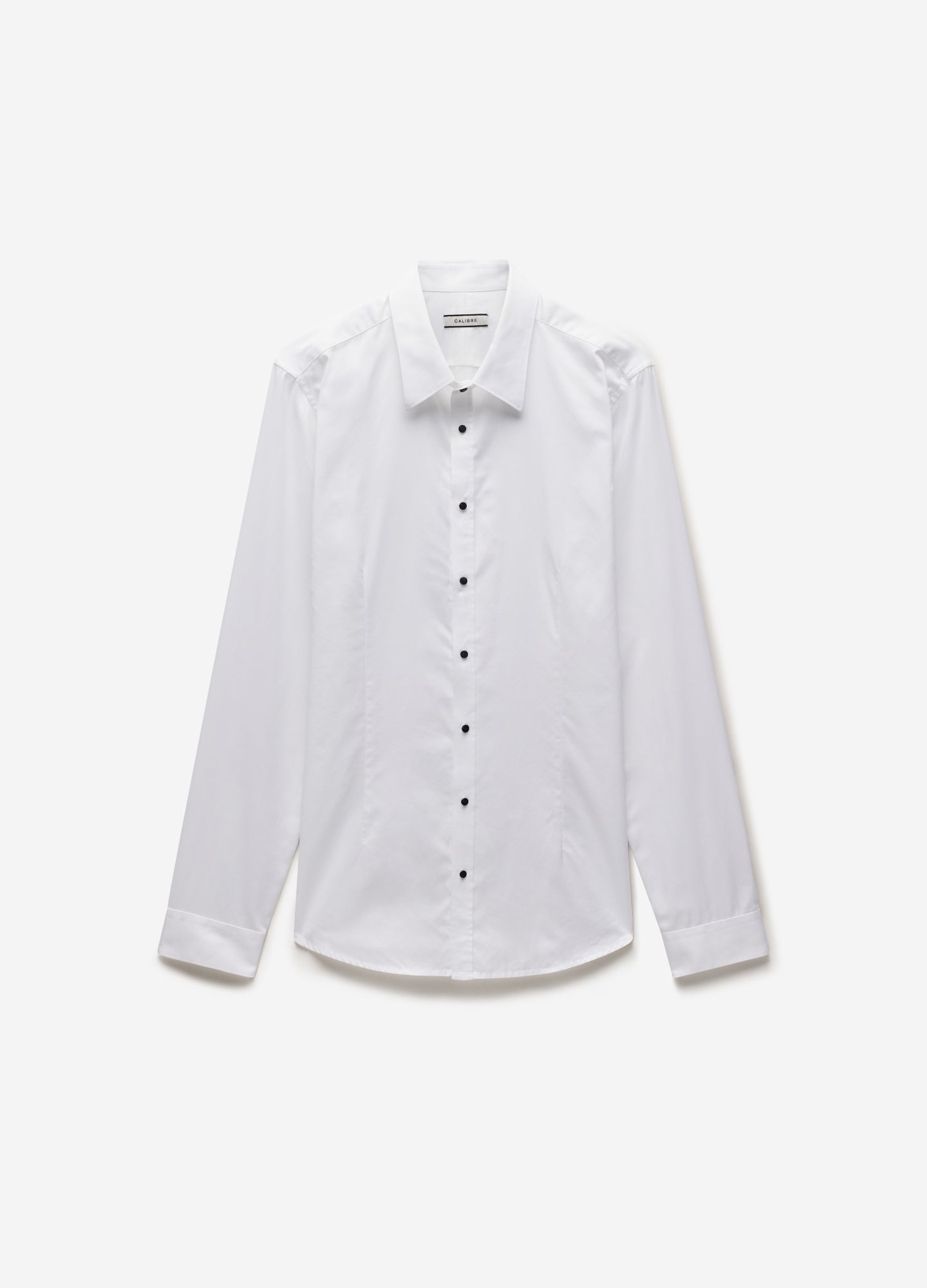 Tailored Fit Studded Twill Evening Shirt White