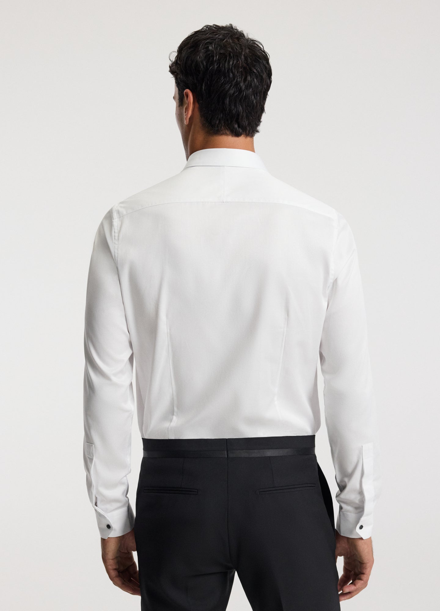 Tailored Fit Studded Twill Evening Shirt White