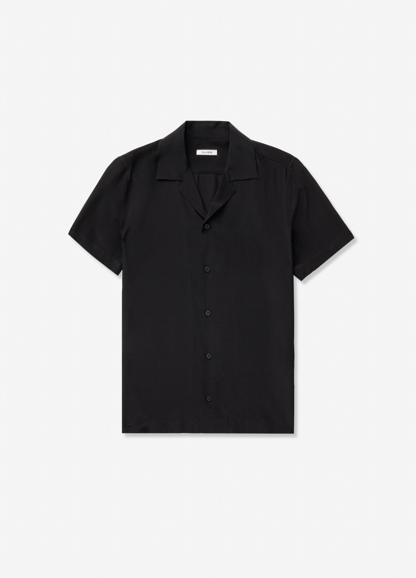 Camp Collar Silk Shirt Black