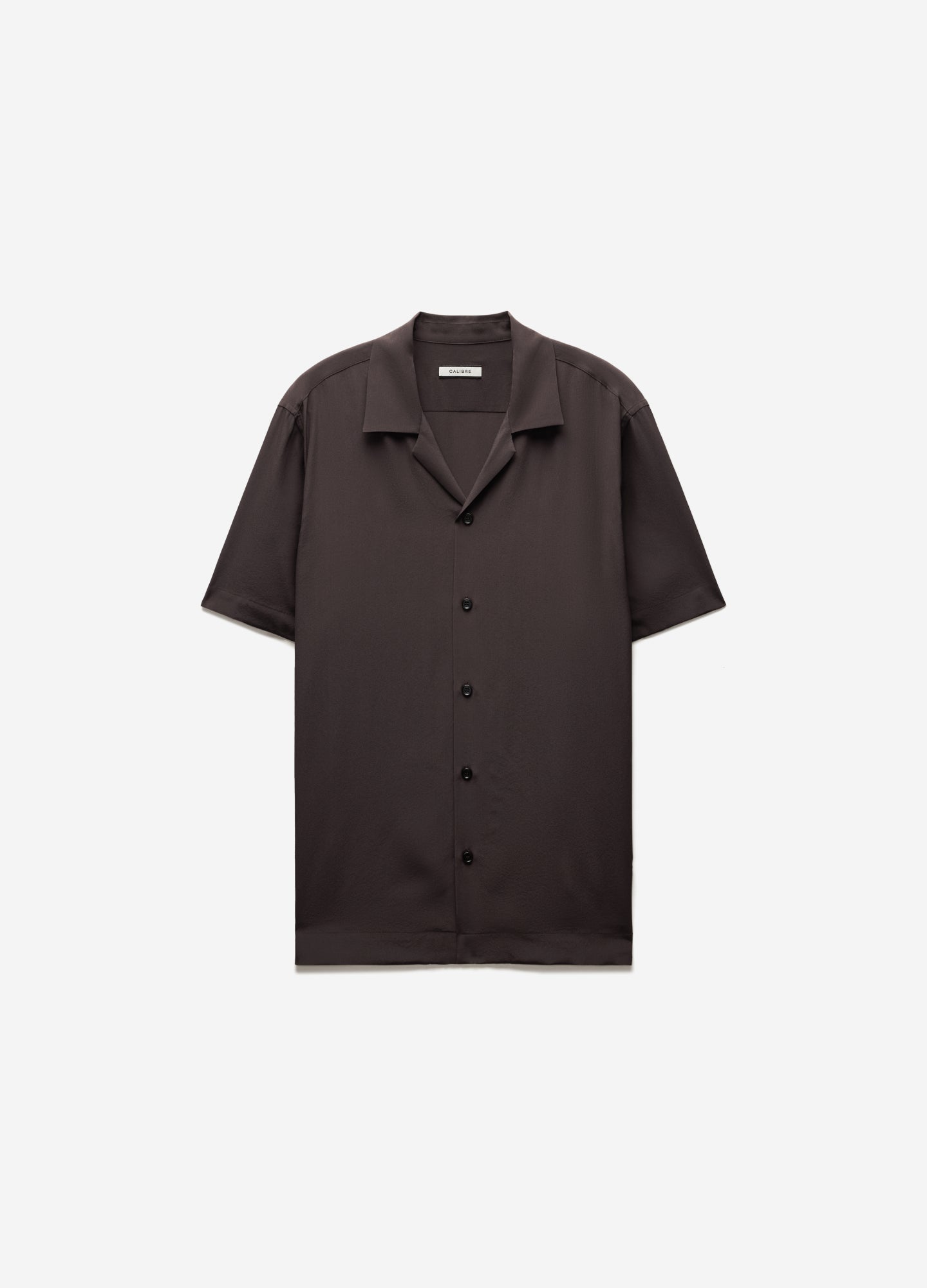 Camp Collar Silk Shirt Espresso