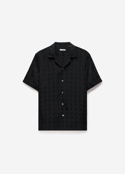Monogram Silk Short Sleeved Shirt Black