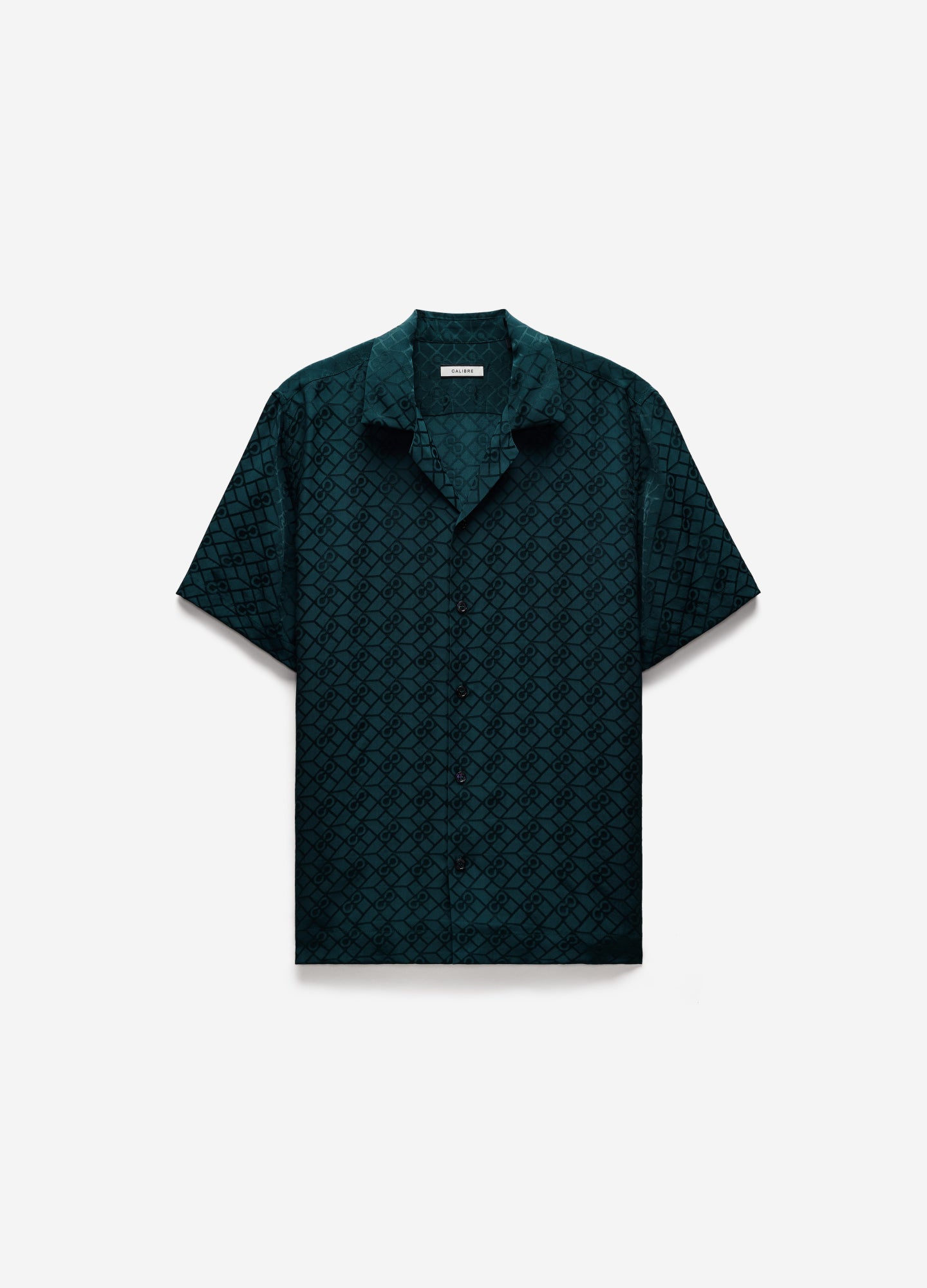 Logo Jacquard Silk Short Sleeve Shirt Hunter Green