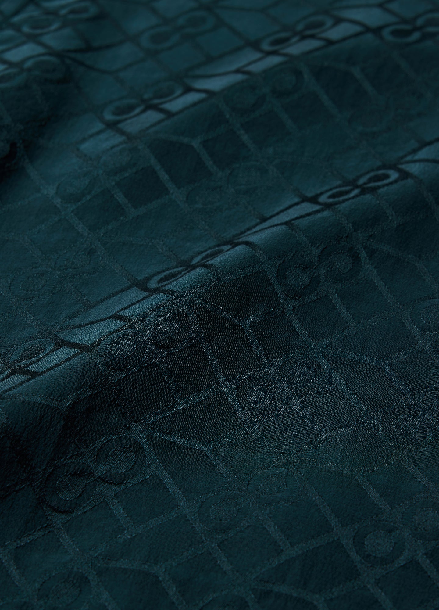 Logo Jacquard Silk Short Sleeve Shirt Hunter Green
