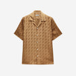 Logo Jacquard Silk Short Sleeve Shirt Toffee