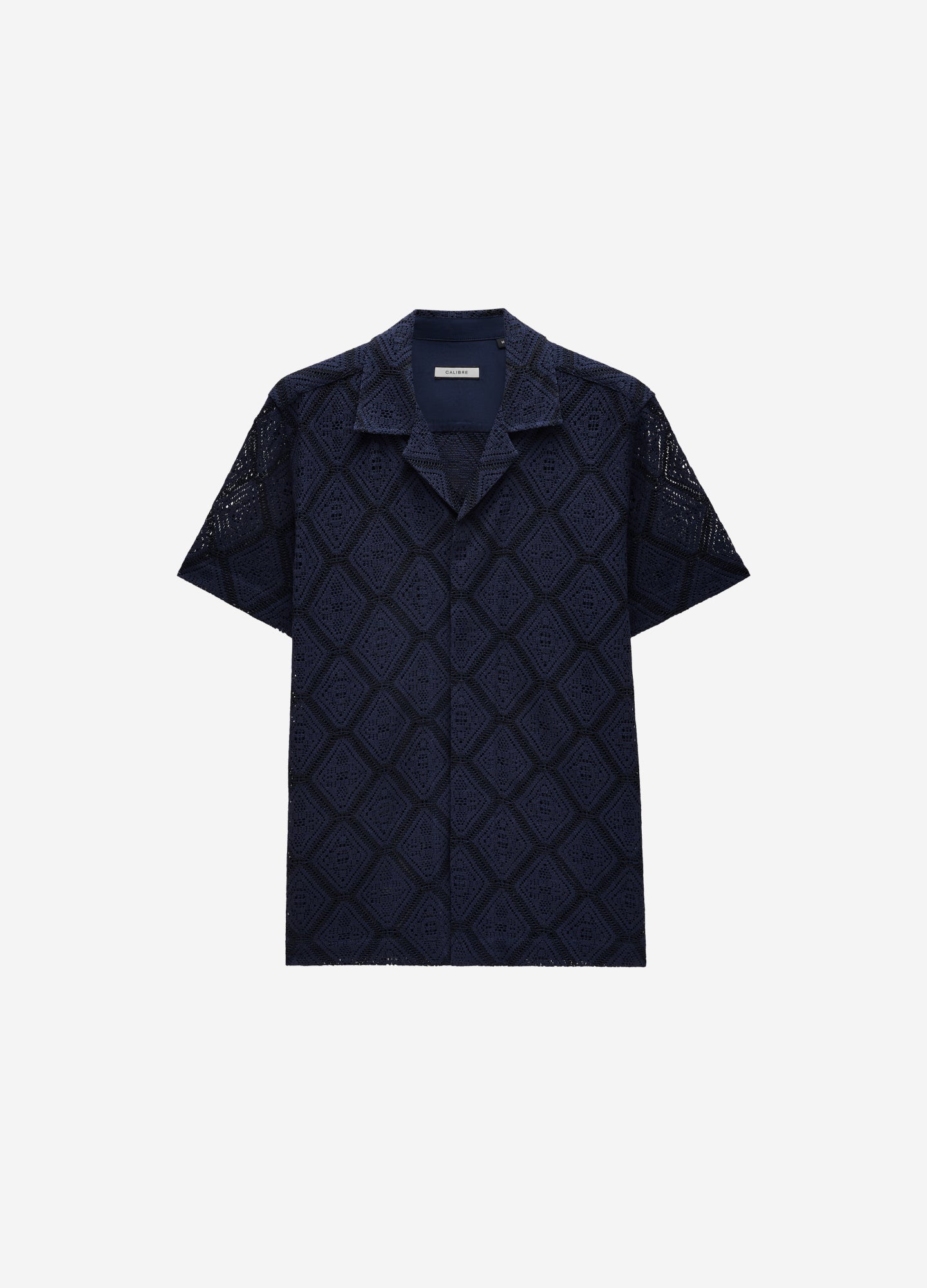 Duo Tone Lace Short Sleeve Shirt Navy