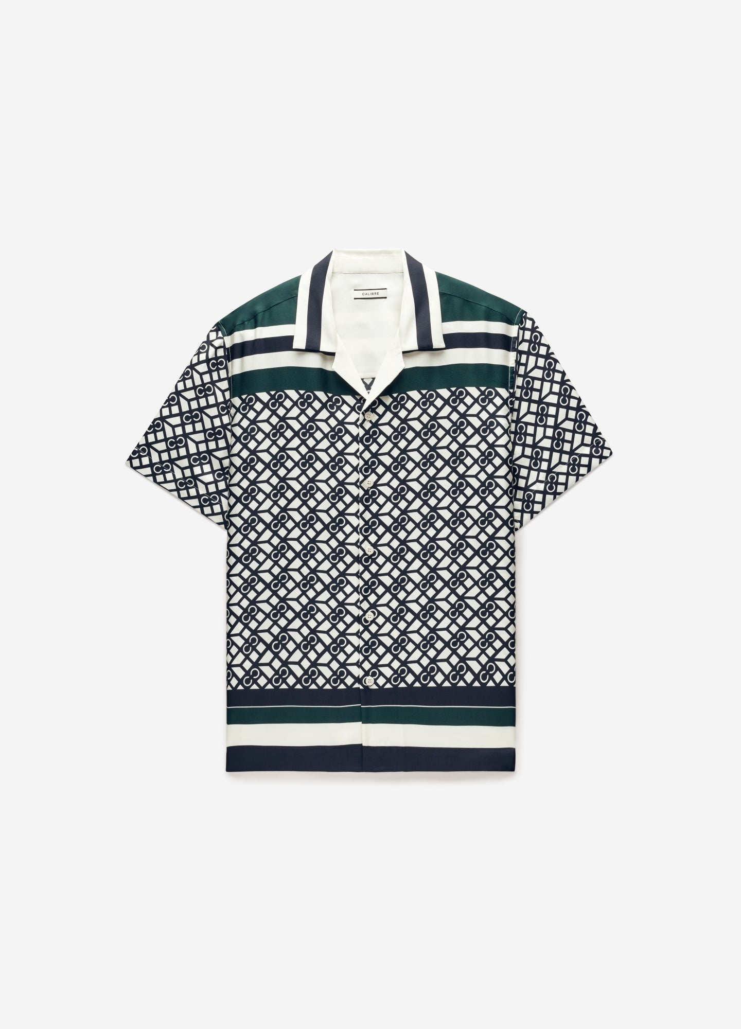 Monogram Scarf Print Short Sleeved Shirt Navy