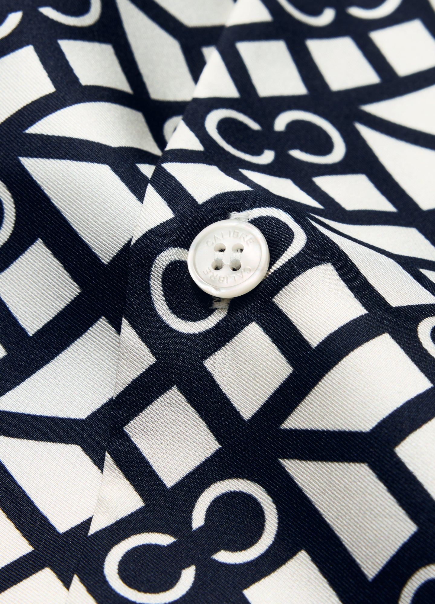 Monogram Scarf Print Short Sleeved Shirt Navy