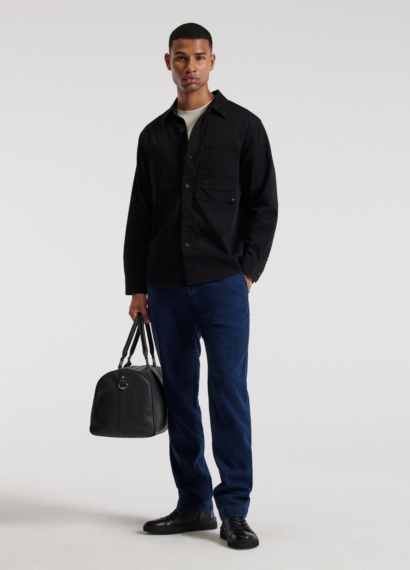 Cotton Double Pocket Shirt Black