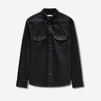 Coated Denim Western Shirt Black