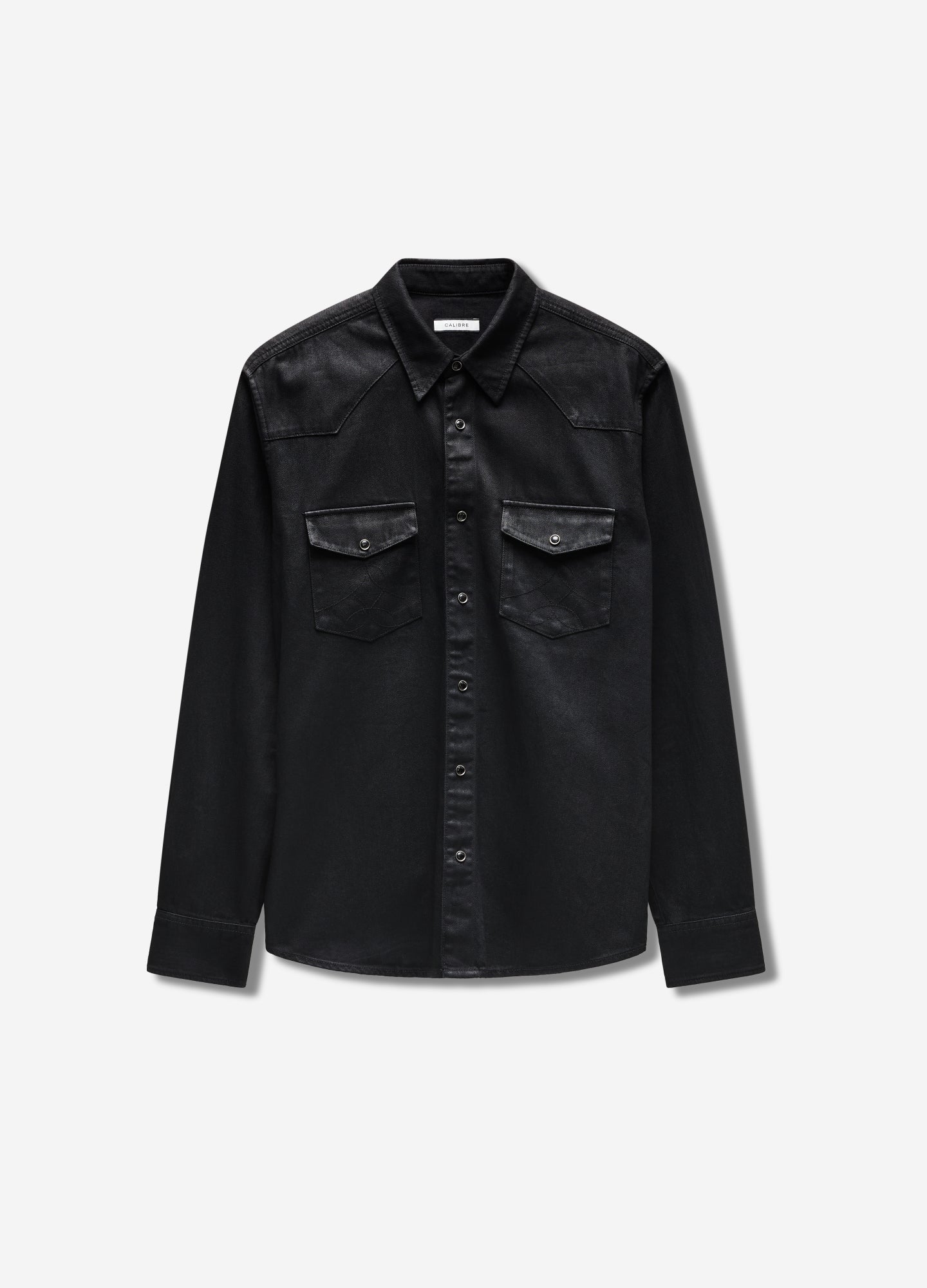 Coated Denim Western Shirt Black