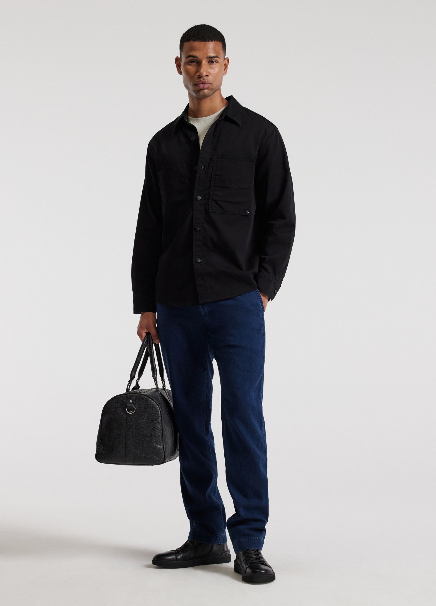 Patched Pocket Overshirt Black
