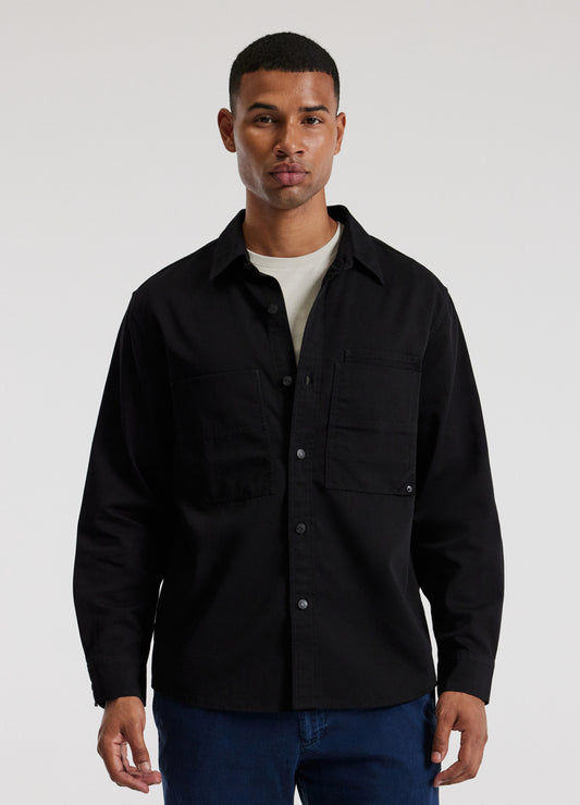 Patched Pocket Overshirt Black