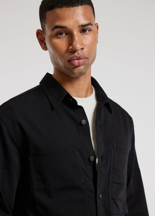Patched Pocket Overshirt Black