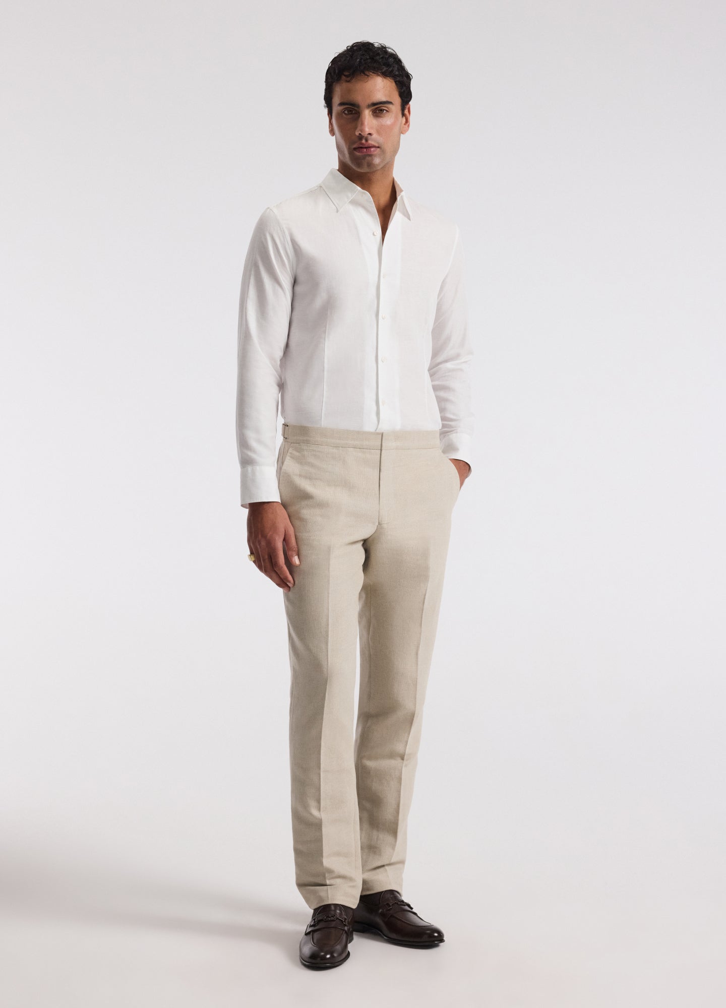 Tailored Cotton Linen Shirt White