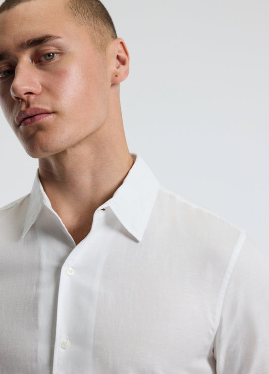 Refined Cotton Linen Shirt White
