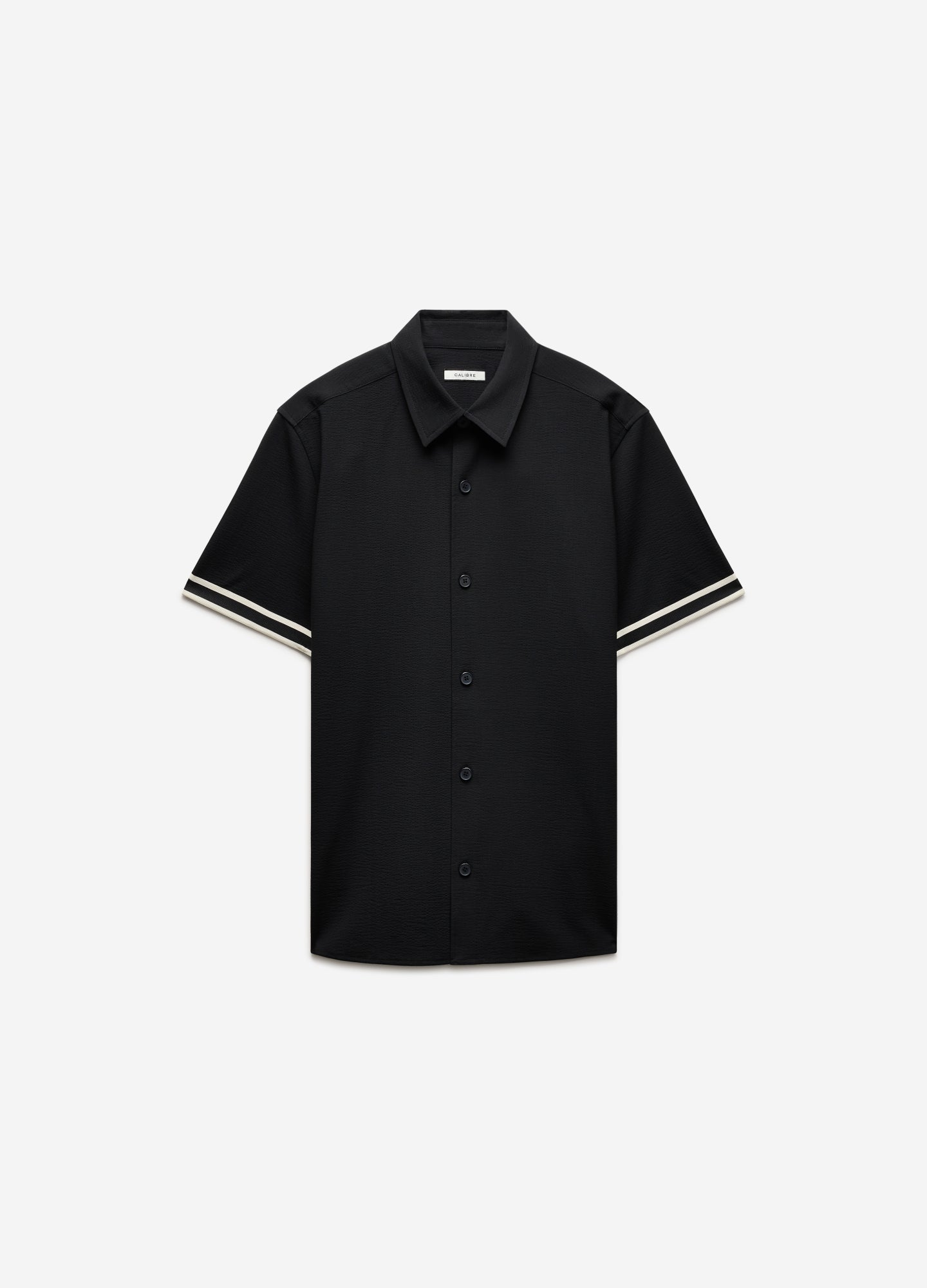 Stripe Trim Tech Overshirt Black