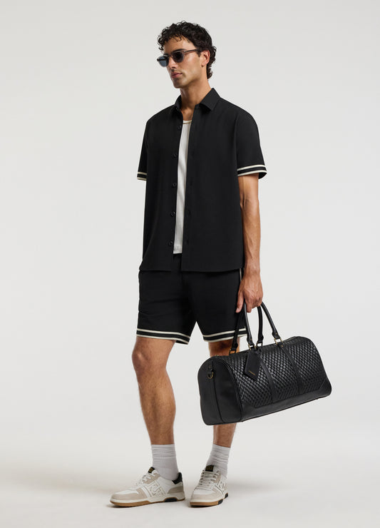 Stripe Trim Tech Overshirt Black