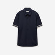 Stripe Trim Textured Overshirt Navy