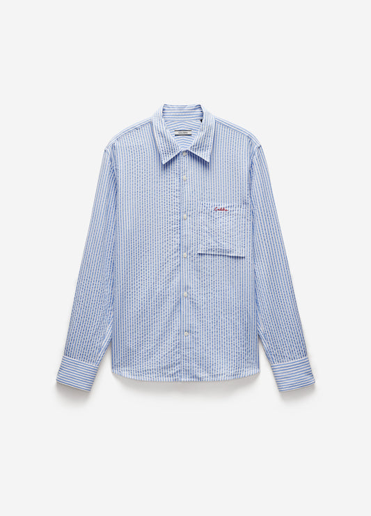 Seersucker Striped Shirt Pale Blue