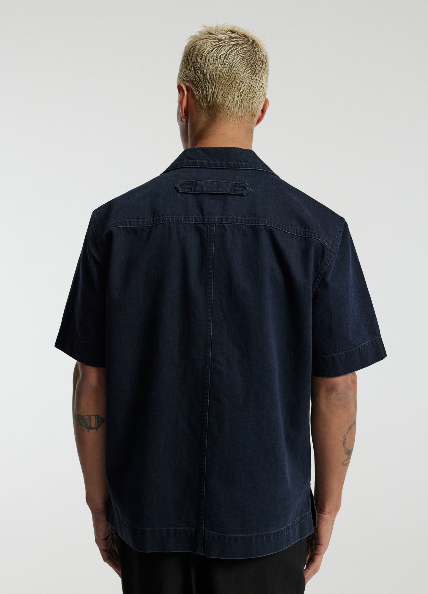 Denim Short Sleeved Overshirt Blue Black