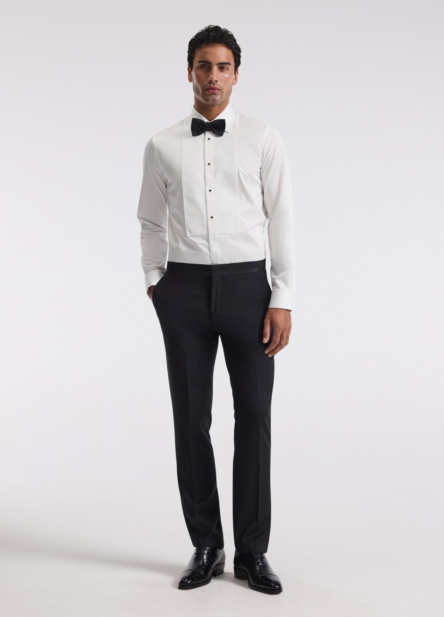 Tailored Cotton Tuxedo Shirt White