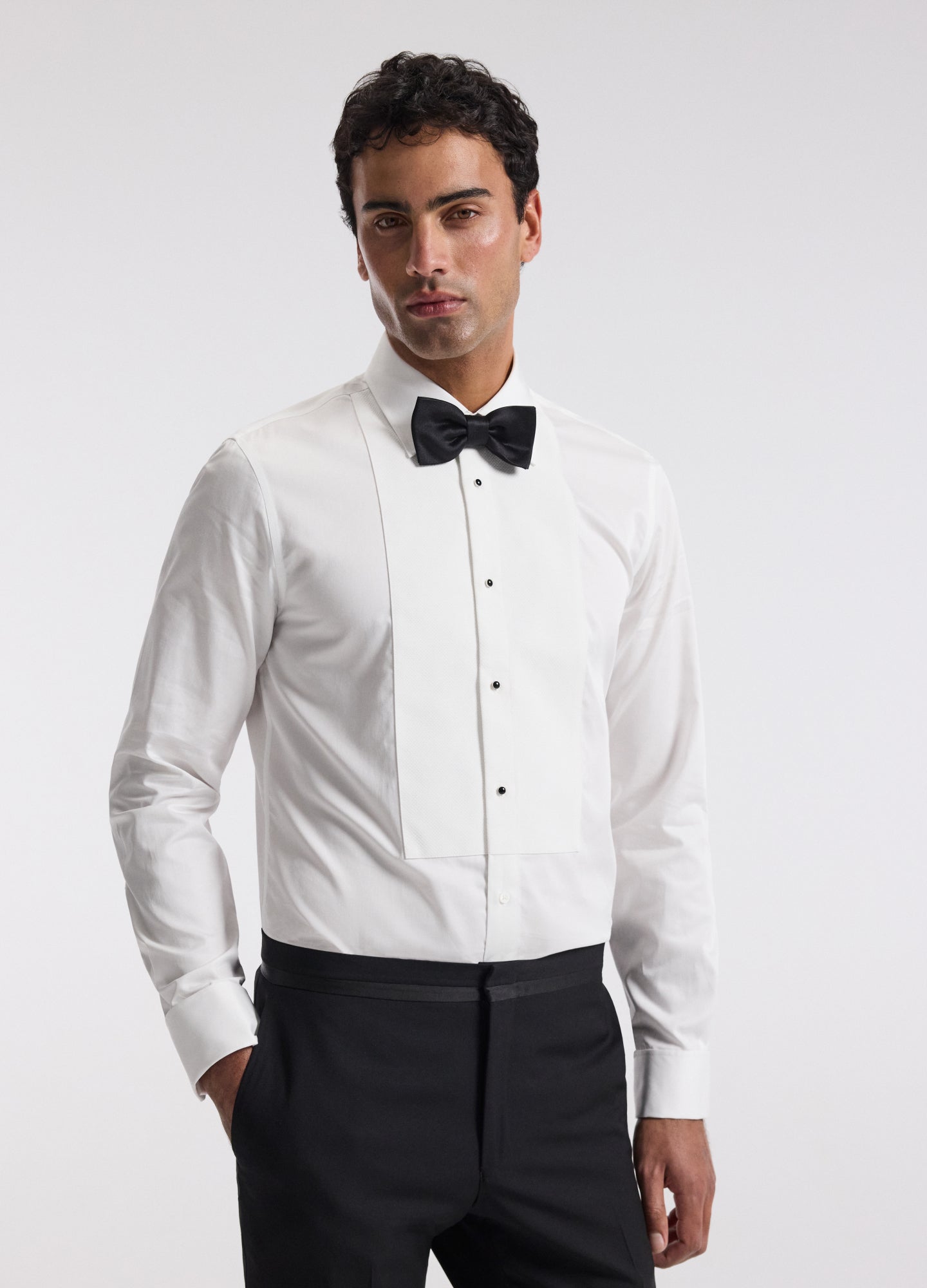 Tailored Cotton Tuxedo Shirt White