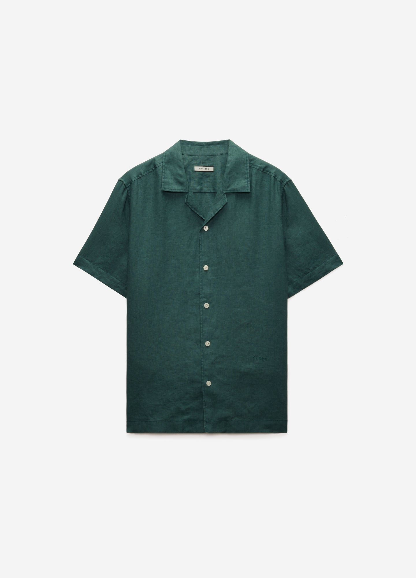 Cuff Detail Short Sleeve Linen Shirt Sea Green
