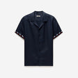 Cuff Detail Short Sleeved Linen Shirt Navy