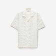 Textured Cotton Linen Short Sleeved Shirt Ivory
