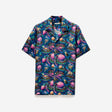 Aquatic Universe Short Sleeve Silk Shirt Aegean Blue