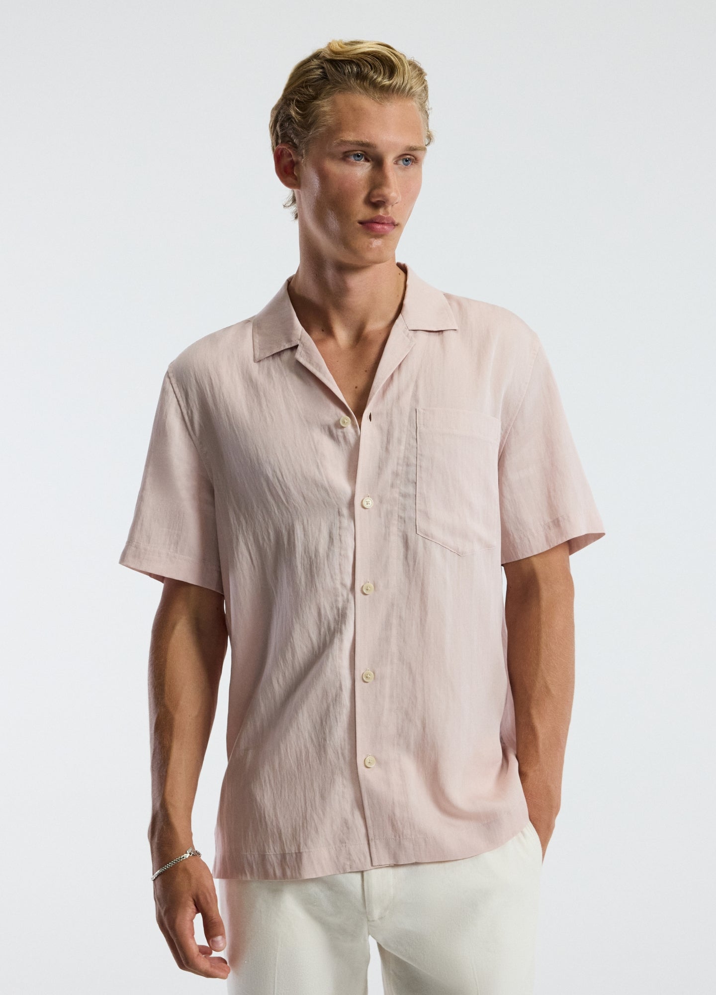 Washed Twill Short Sleeve Shirt Musk