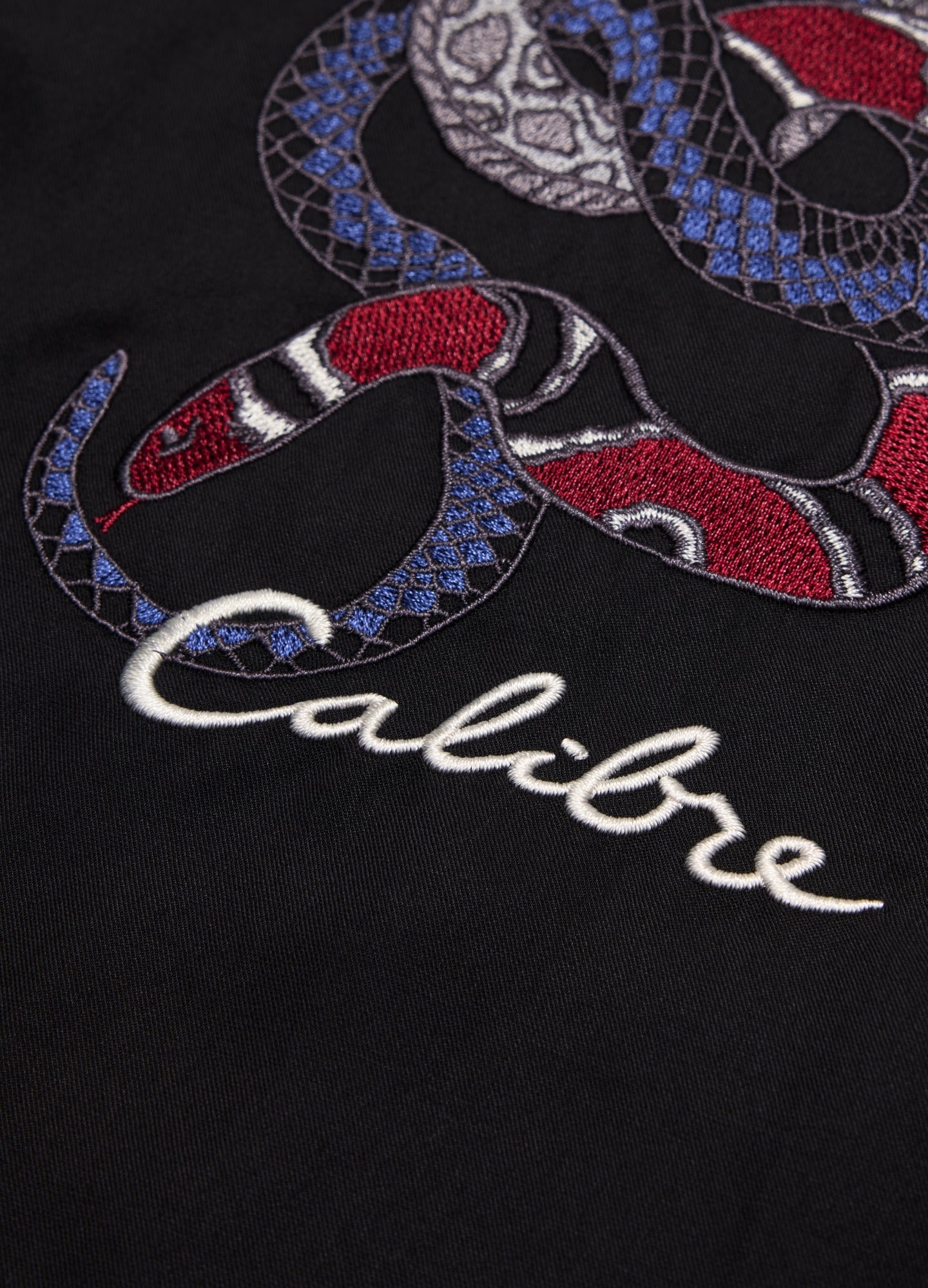 Snake Embroidered Short Sleeve Shirt Black