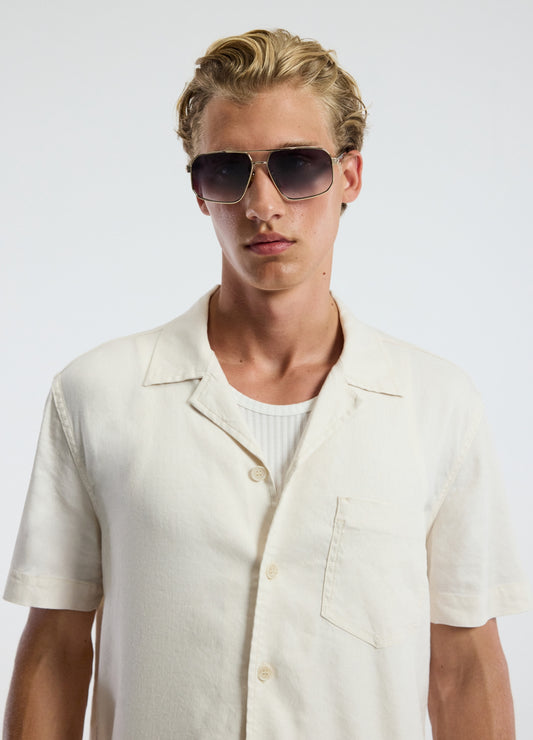 Stretch Linen Short Sleeve Shirt Ivory
