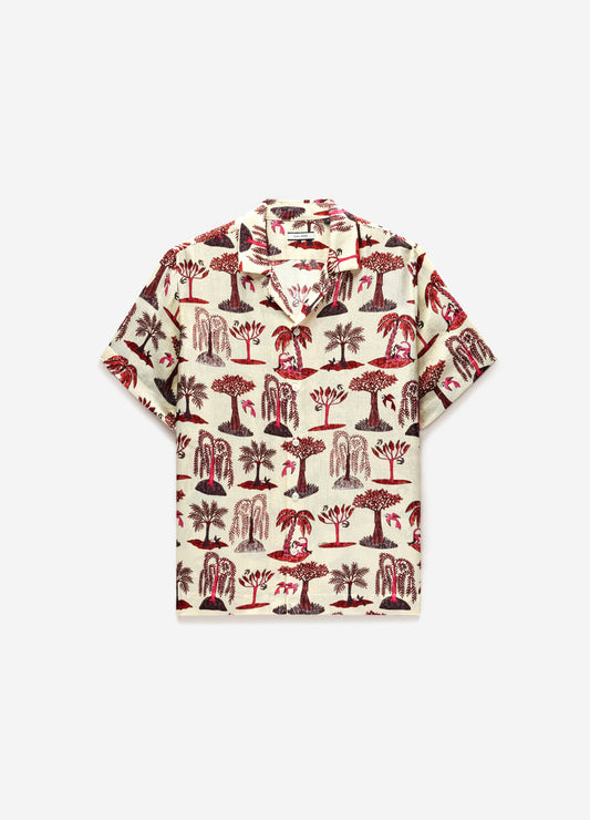Island Print Short Sleeve Shirt Pink