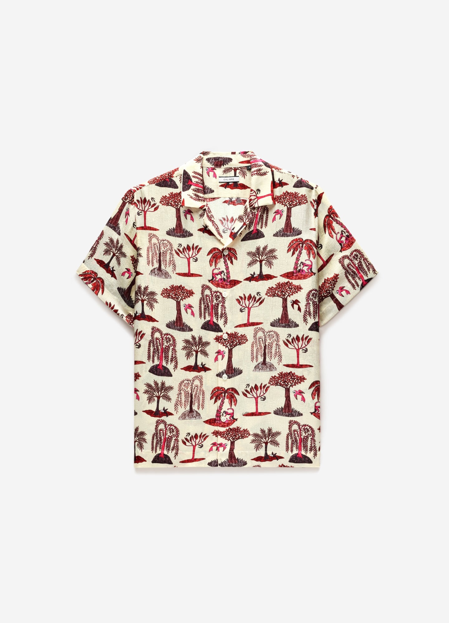 Island Print Short Sleeve Shirt Pink