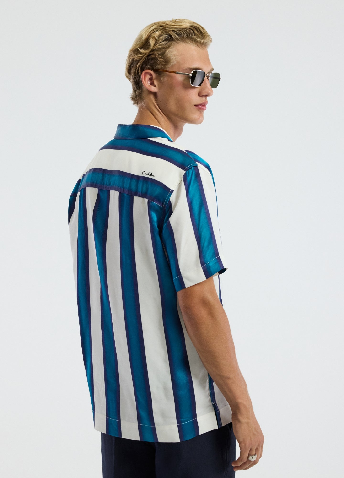 Ombre Stripe Short Sleeved Shirt Pacific
