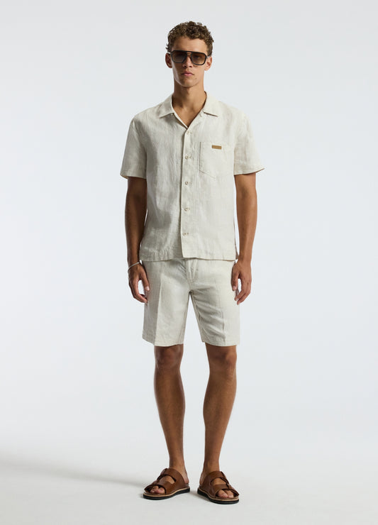 Washed Linen Short Sleeve Shirt Natural