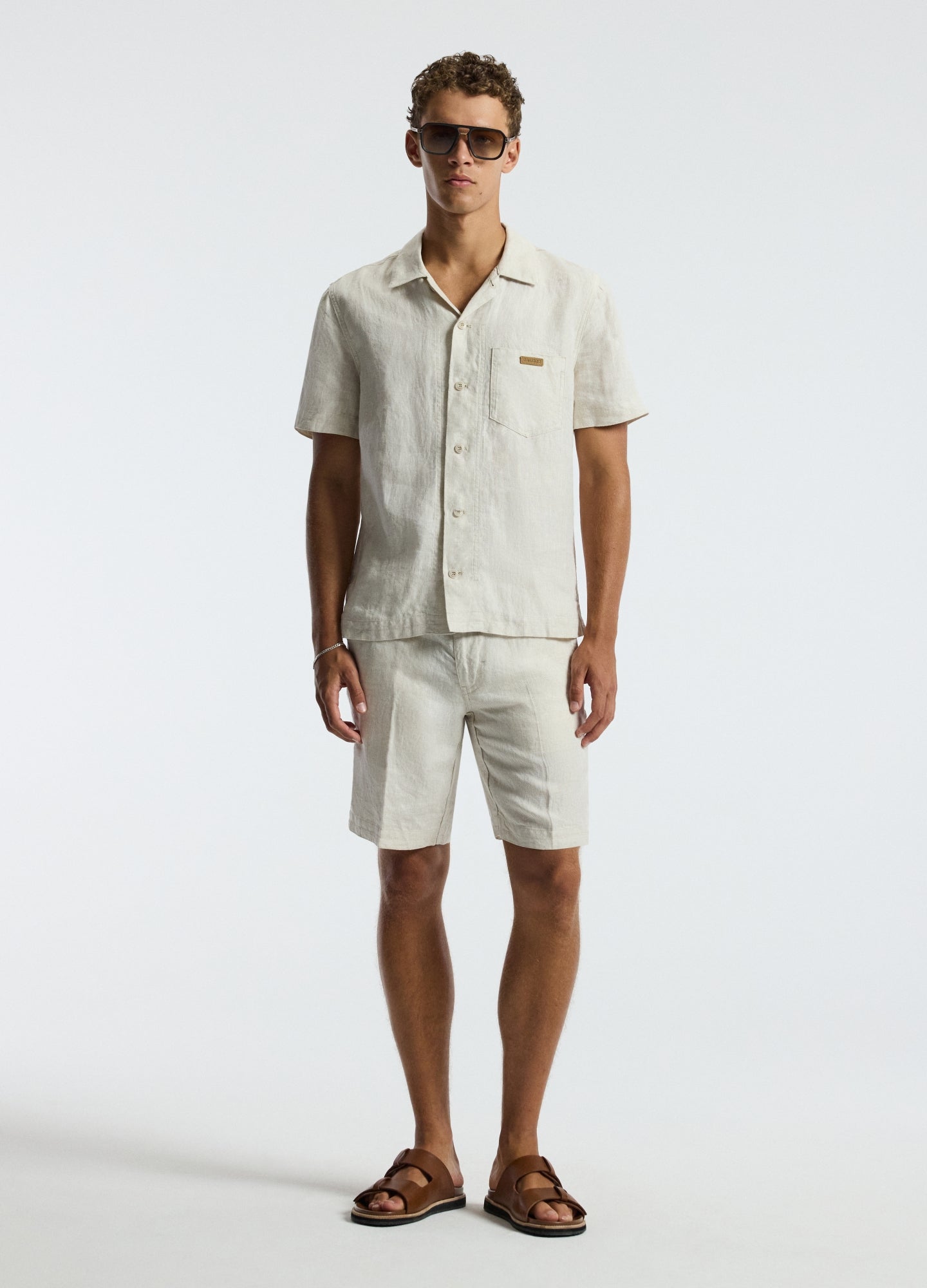 Washed Linen Short Sleeved Shirt Natural