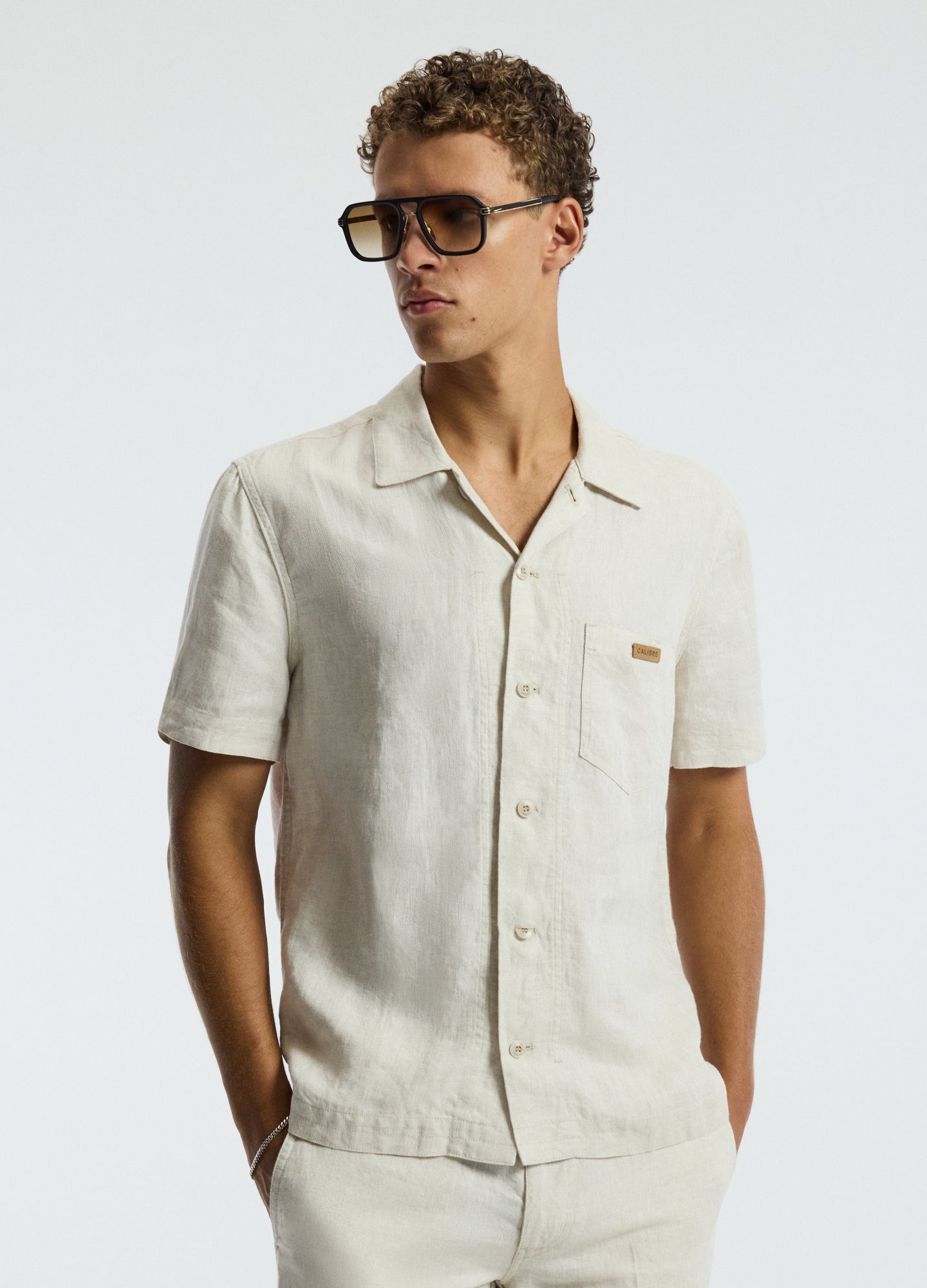 Washed Linen Short Sleeved Shirt Natural