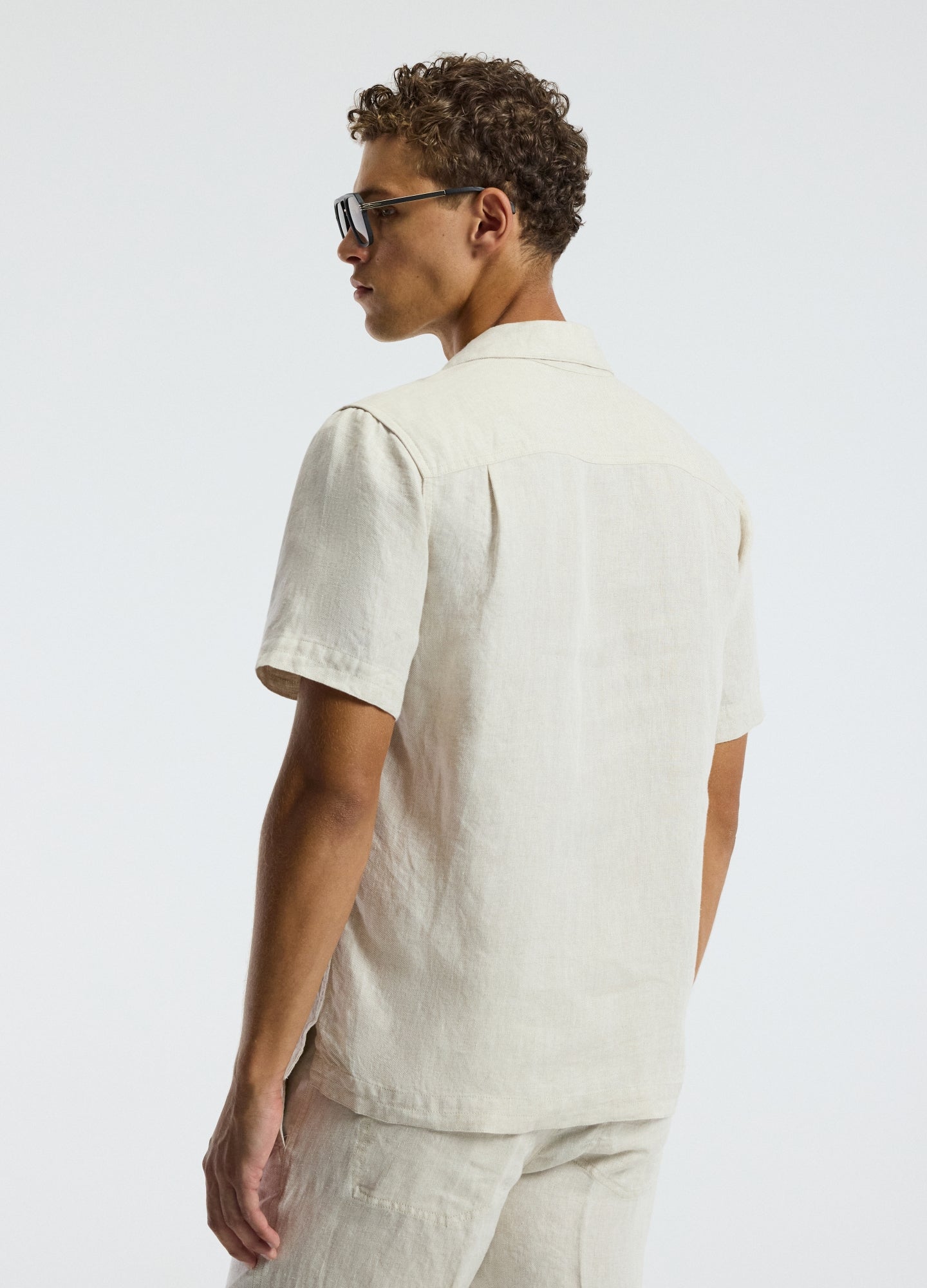 Washed Linen Short Sleeved Shirt Natural