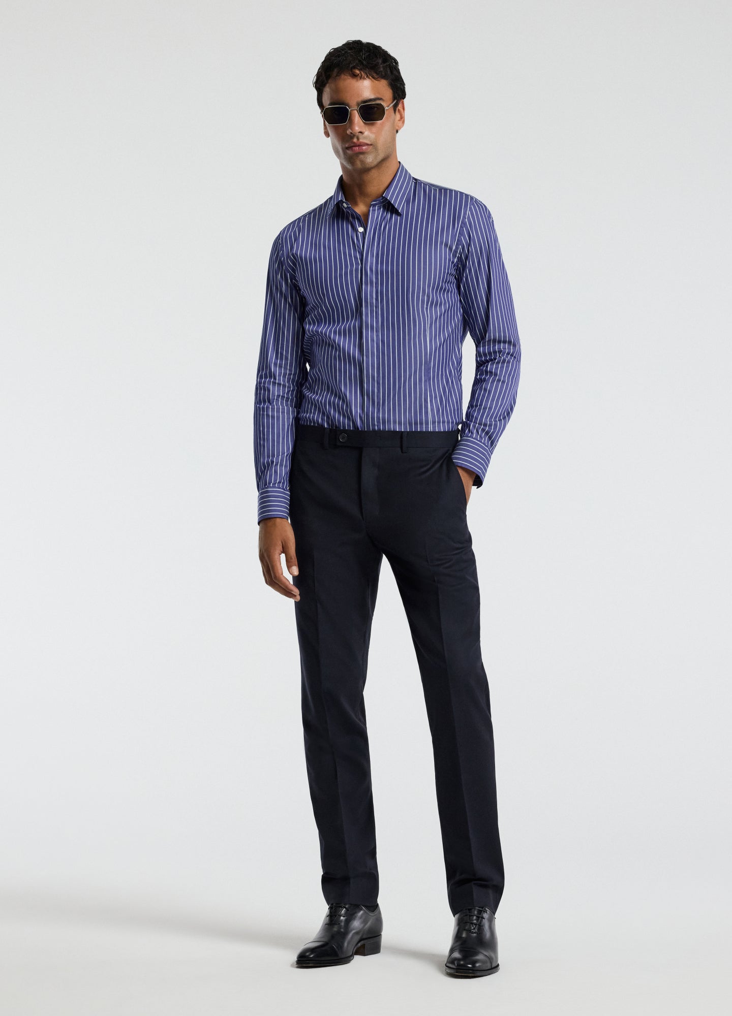 Stripe Stretch Shirt Navy