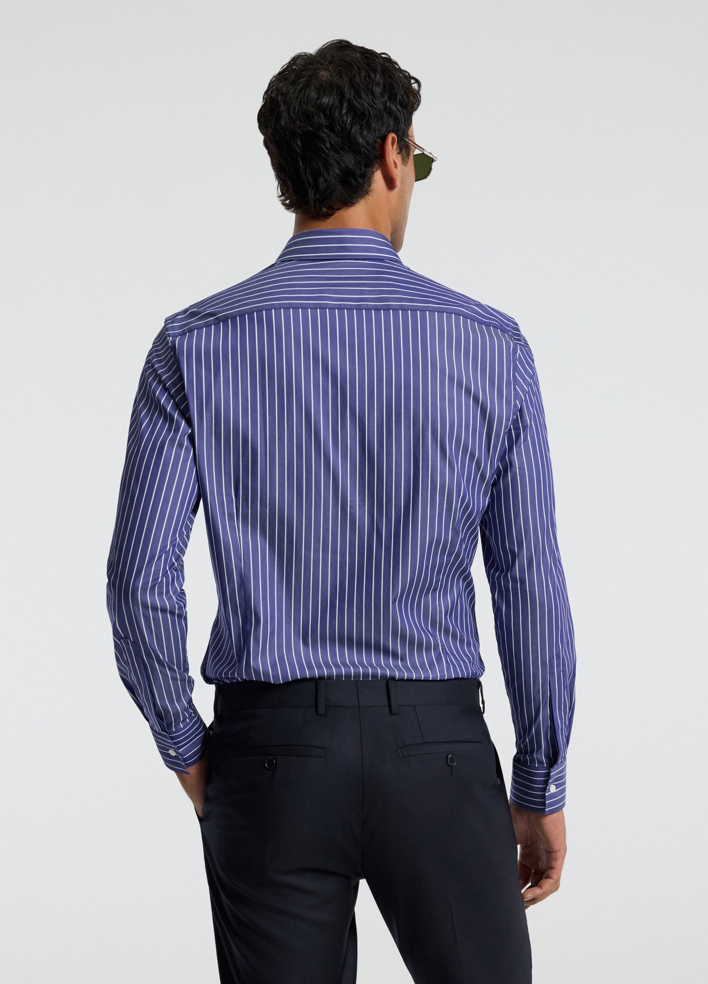 Stripe Stretch Shirt Navy