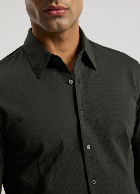 Textured Knit Stretch Shirt Dark Khaki